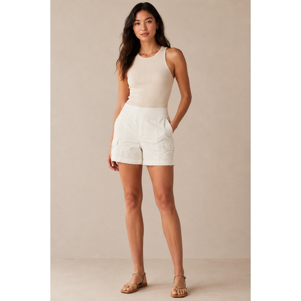 Chicos White Cargo Shorts Womens 3 US 16 Pull On Elastic Waist Cotton Stretch